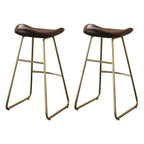 Classic Brown Saddle Leather Counter Height Bar Stools