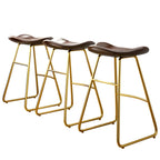 Classic Brown Saddle Leather Counter Height Bar Stools