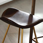 Classic Brown Saddle Leather Counter Height Bar Stools