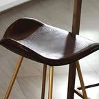 Classic Brown Saddle Leather Counter Height Bar Stools