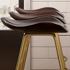 Classic Brown Saddle Leather Counter Height Bar Stools
