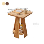 Tray Top Round Wood End Table with Storage for Living Room