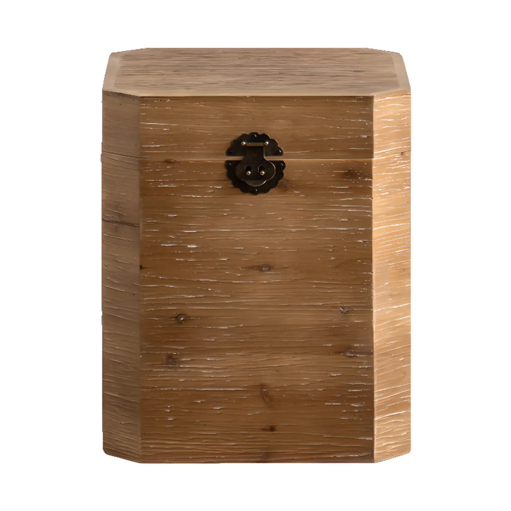 Natural Finish Square Rustic Wood End Table