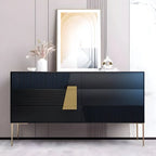 Elegant Espresso Wood Buffet Table with Drawers