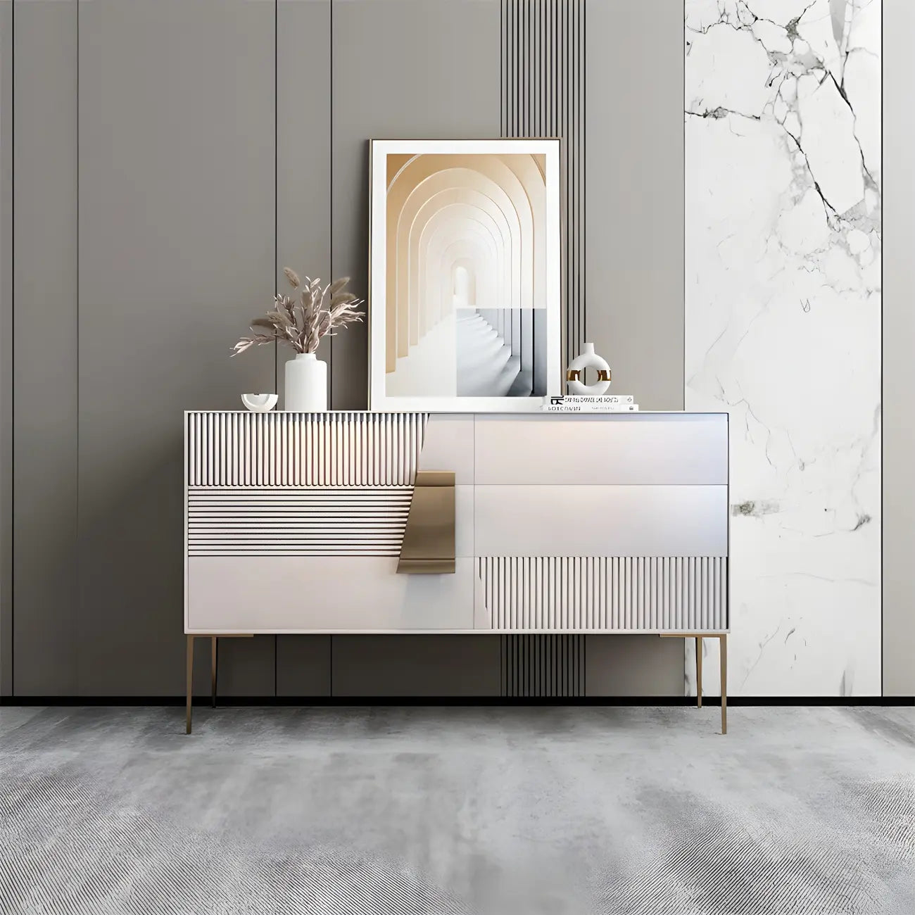 Elegant Espresso Wood Buffet Table with Drawers