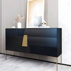 Elegant Espresso Wood Buffet Table with Drawers