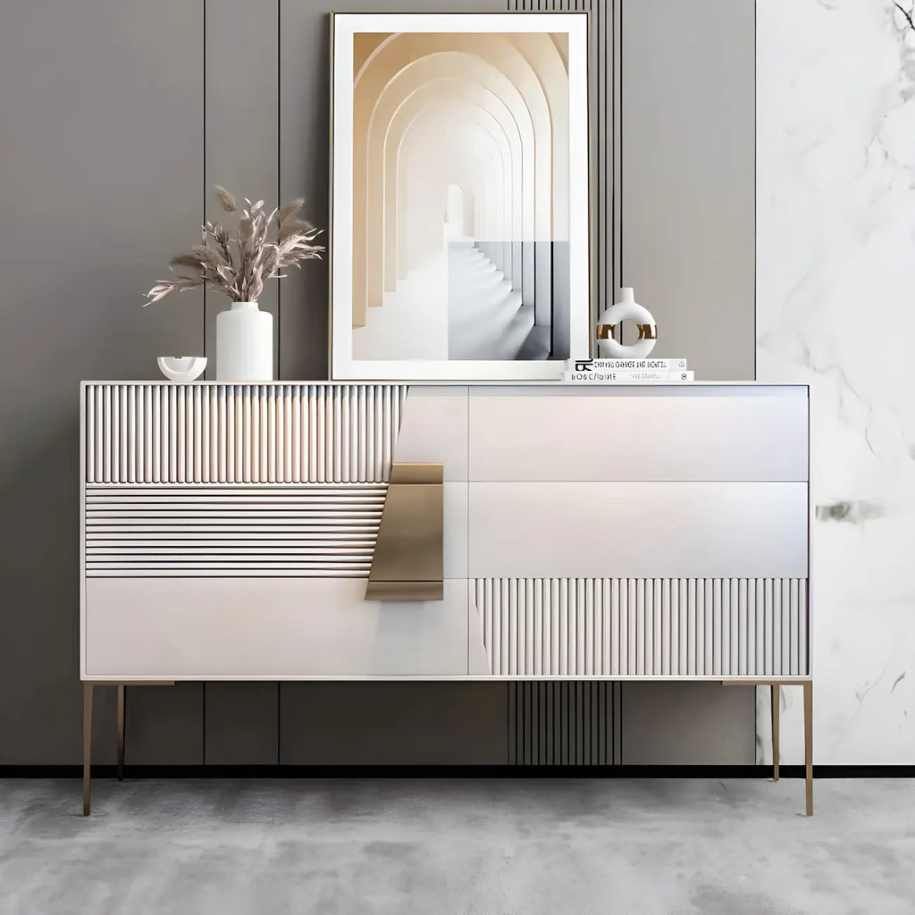 Elegant Espresso Wood Buffet Table with Drawers