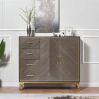 Glam Wooden Sideboard with Drawers & Adjustable Shelves