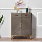 Glam Wooden Sideboard with Drawers & Adjustable Shelves