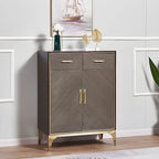 Glam Wooden Sideboard with Drawers & Adjustable Shelves