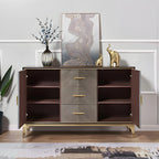 Glam Wooden Sideboard with Drawers & Adjustable Shelves