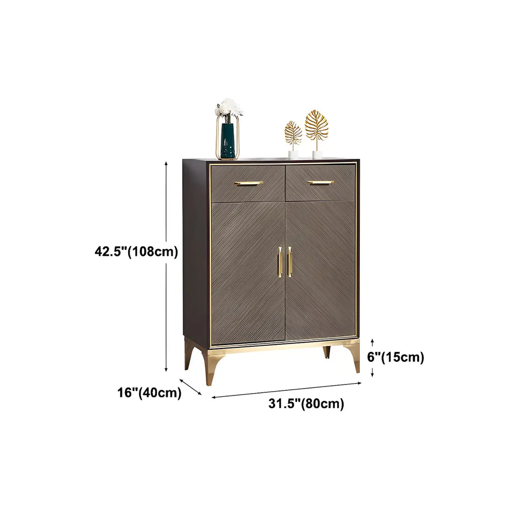 Glam Wooden Sideboard with Drawers & Adjustable Shelves