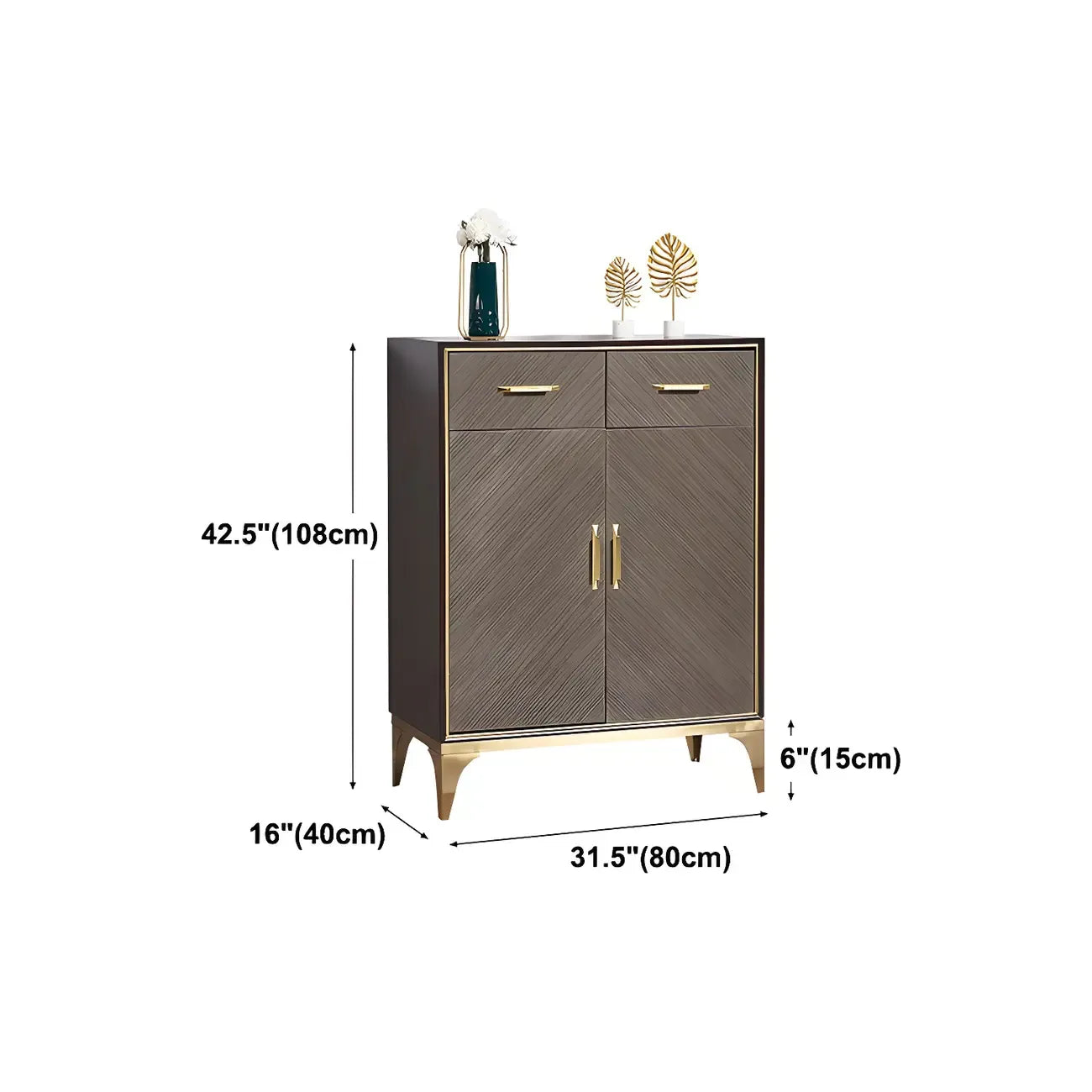 Glam Wooden Sideboard with Drawers & Adjustable Shelves
