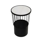 Modish Style Metal Drum Shape Bedside Table with Open Storage