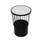 Modish Style Metal Drum Shape Bedside Table with Open Storage