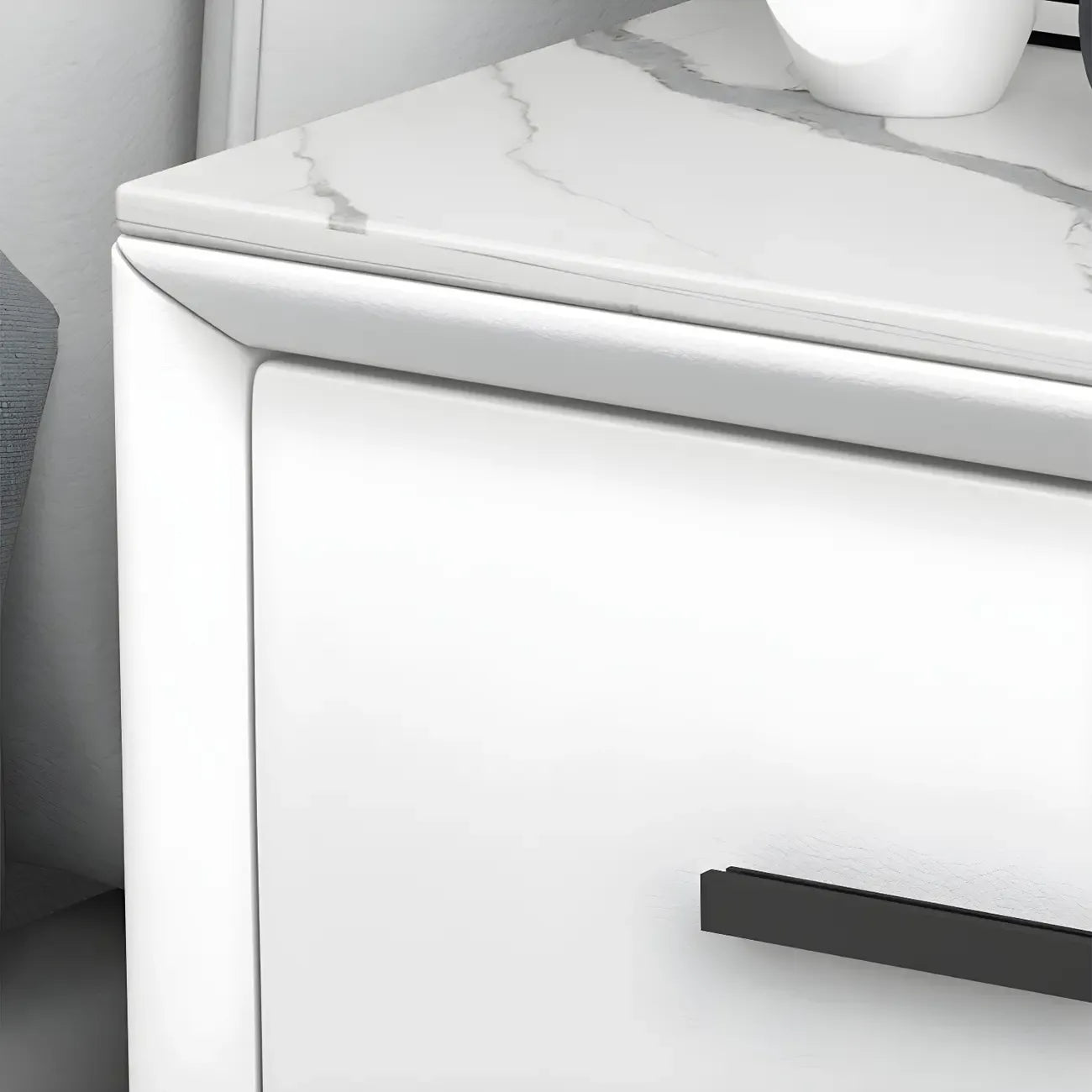 Modern White Metal Bedside Table with 2 Drawers