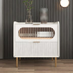 Simplistic White Wooden Bedside Table with Storage Drawers