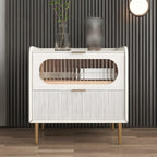 Simplistic White Wooden Bedside Table with Storage Drawers
