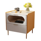 Simplistic White Wooden Bedside Table with Storage Drawers