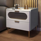 Simplistic White Wooden Bedside Table with Storage Drawers