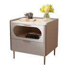 Simplistic White Wooden Bedside Table with Storage Drawers