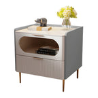 Simplistic White Wooden Bedside Table with Storage Drawers