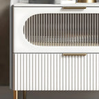 Simplistic White Wooden Bedside Table with Storage Drawers