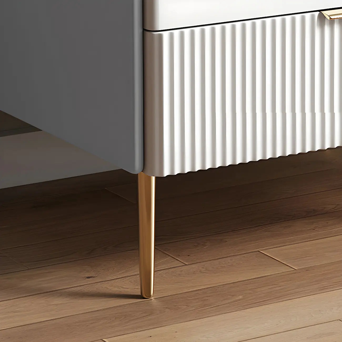 Simplistic White Wooden Bedside Table with Storage Drawers