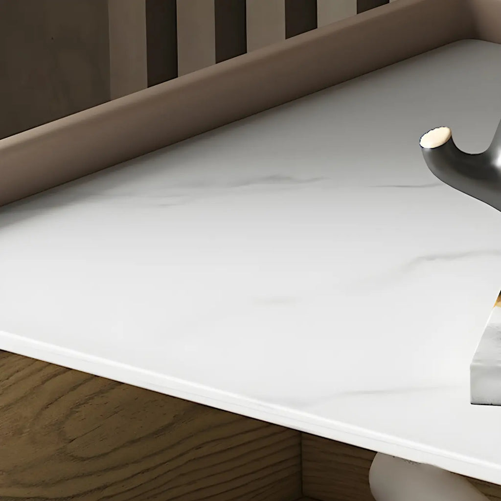 Simplistic White Wooden Bedside Table with Storage Drawers