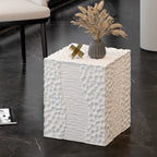 Modern White Square Block End Table for Living Room Decor