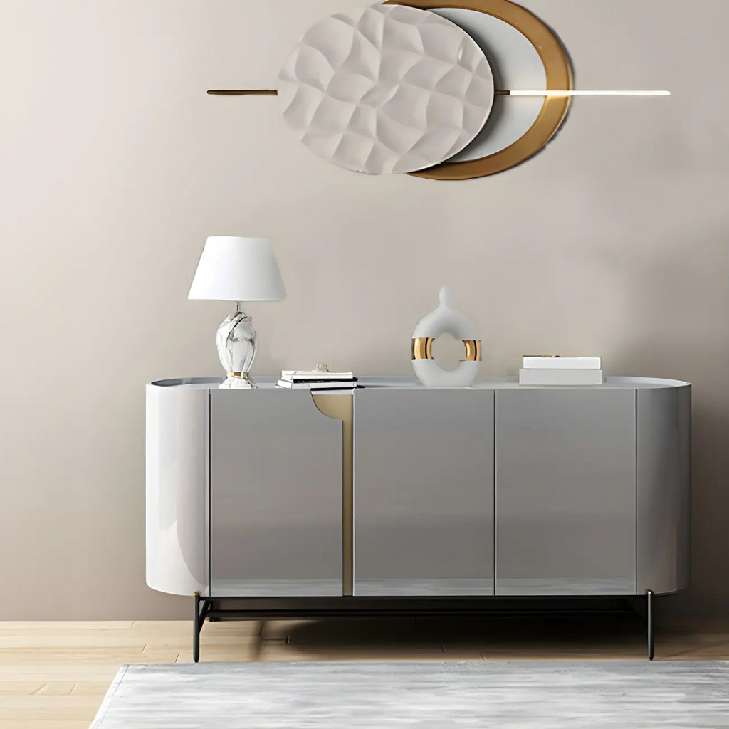 Minimalist Wooden Buffet Table with Storage in Grey