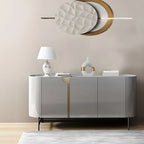 Minimalist Wooden Buffet Table with Storage in Grey