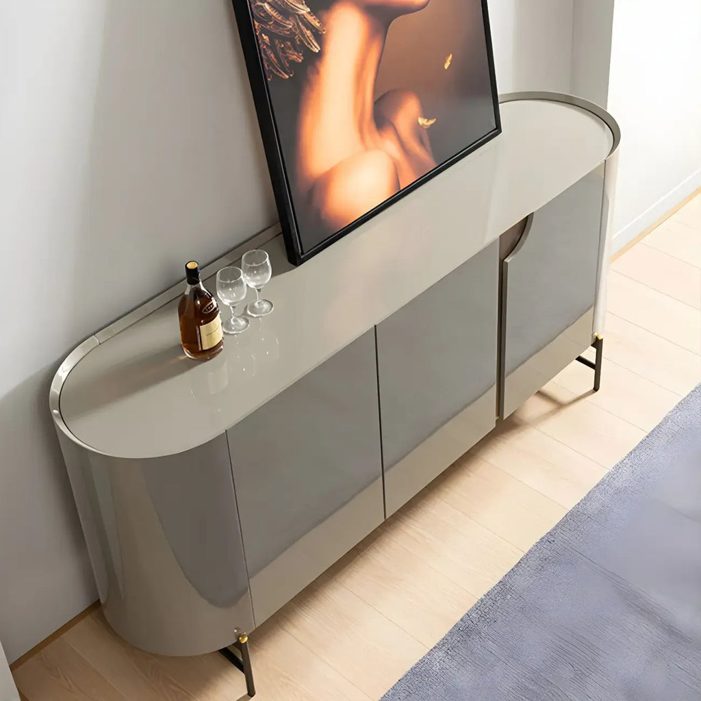 Minimalist Wooden Buffet Table with Storage in Grey