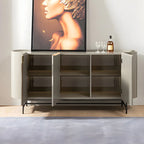 Minimalist Wooden Buffet Table with Storage in Grey