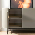 Minimalist Wooden Buffet Table with Storage in Grey