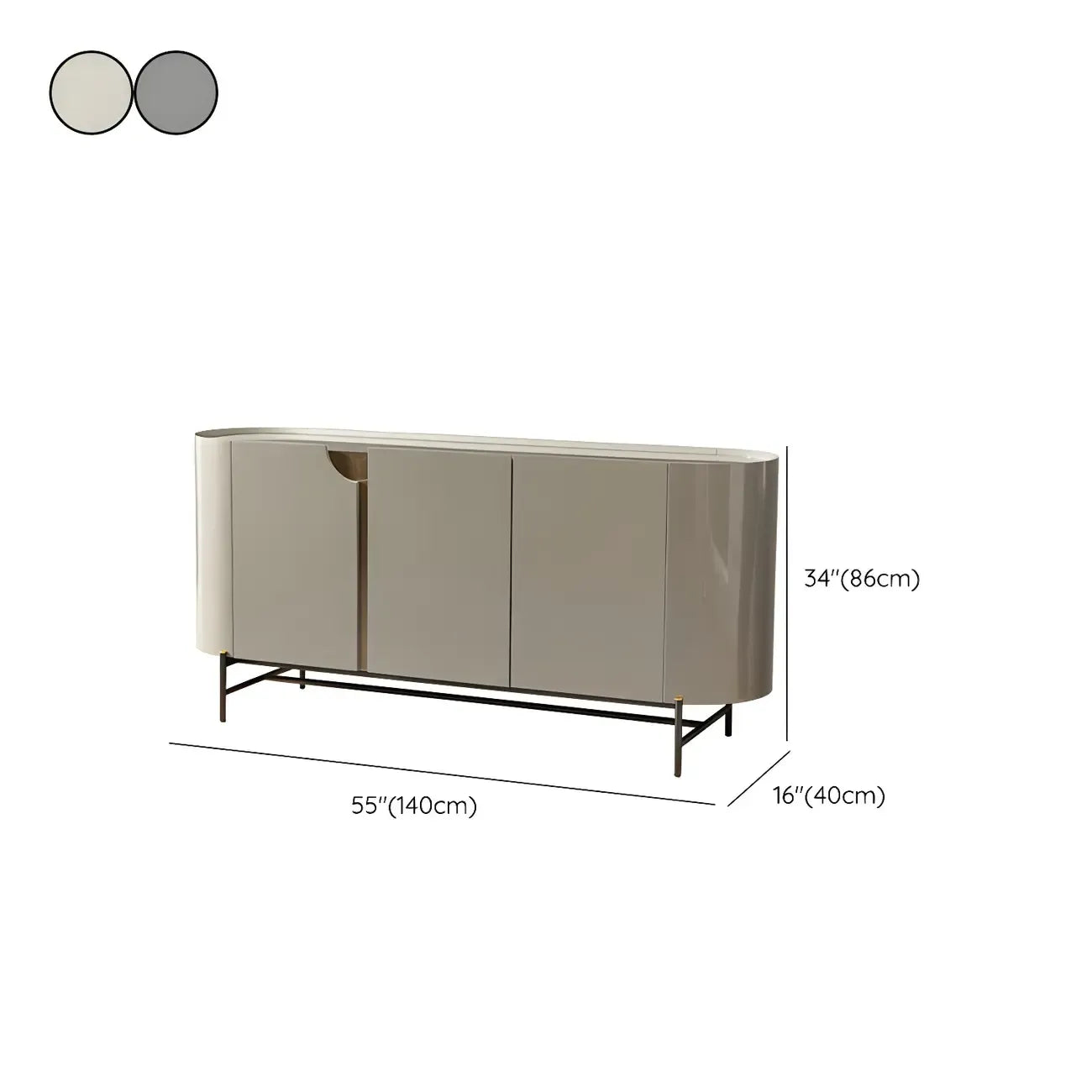 Minimalist Wooden Buffet Table with Storage in Grey