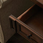 Brown Solid Wood End Table with Storage for Living Room