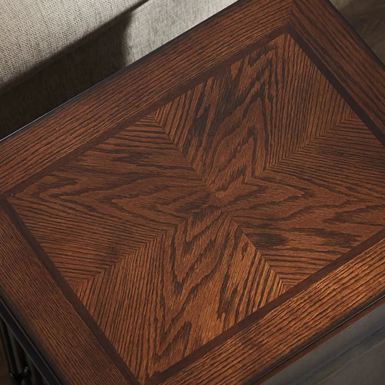 Brown Solid Wood End Table with Storage for Living Room