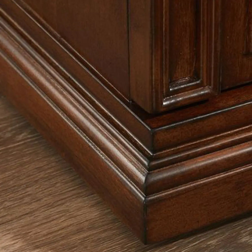 Brown Solid Wood End Table with Storage for Living Room