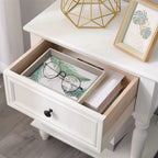 1-Drawer Brown Wood End Table for Small Space with Shelf