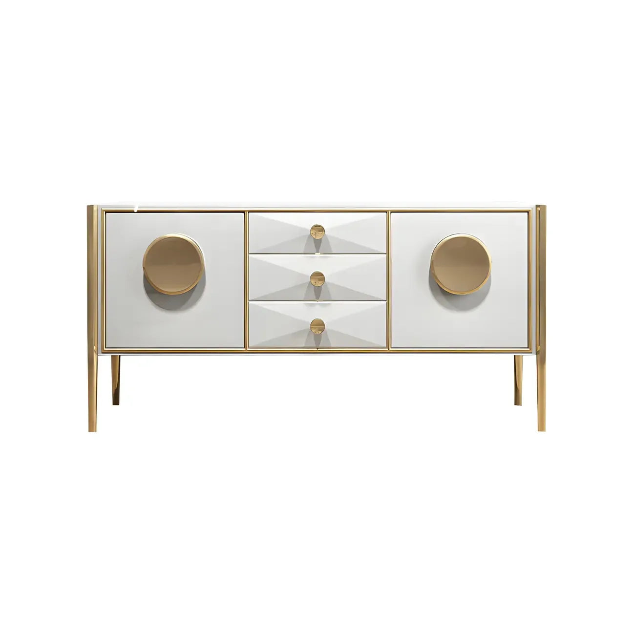 Modern Glossy Wooden Buffet Table with Drawers & Cabinets