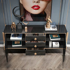 Modern Glossy Wooden Buffet Table with Drawers & Cabinets
