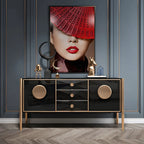 Modern Glossy Wooden Buffet Table with Drawers & Cabinets
