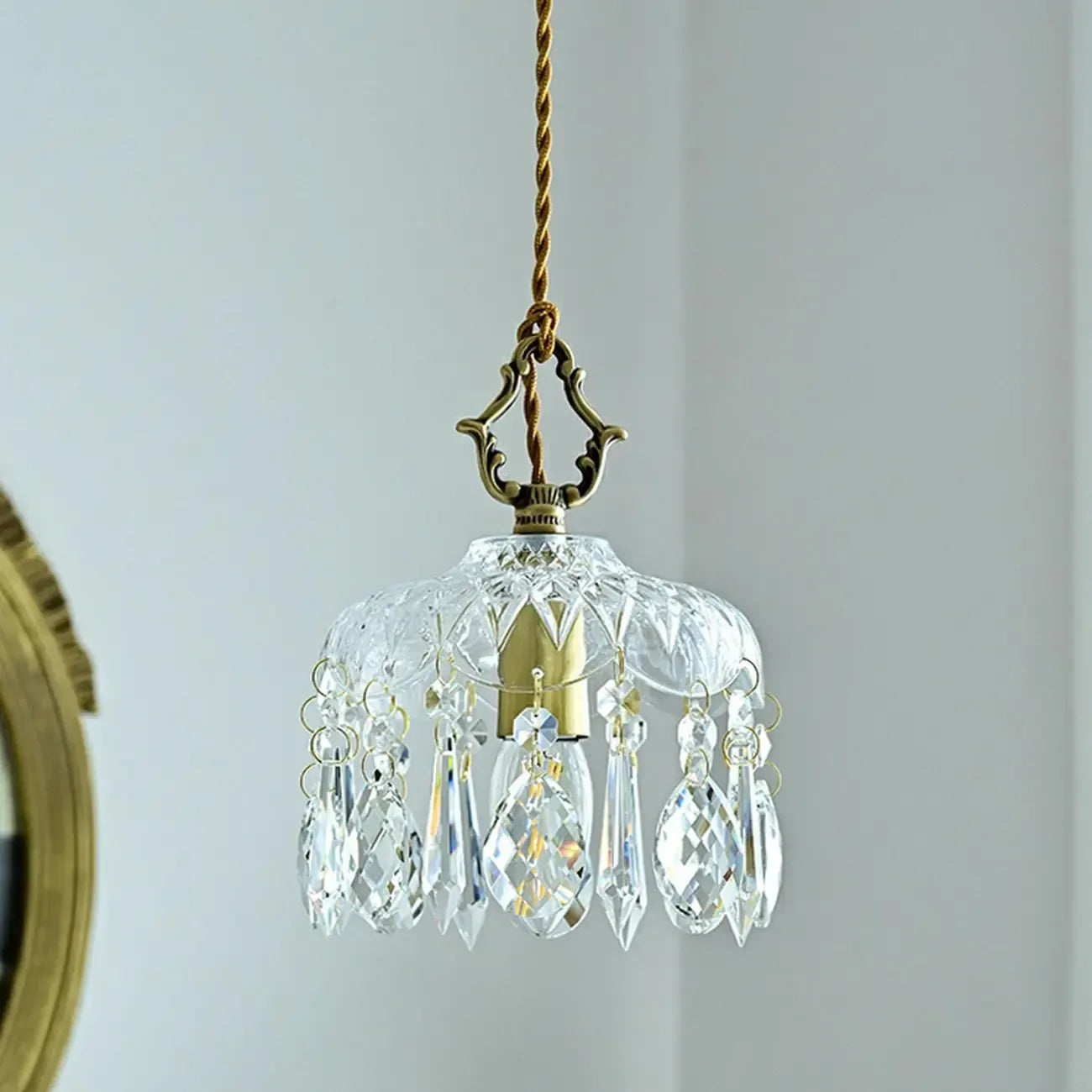 Elegant Clear Crystal Chandelier with Luxurious Accents for Living Room