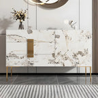 Artistic White Stone Top Buffet Table with Drawers