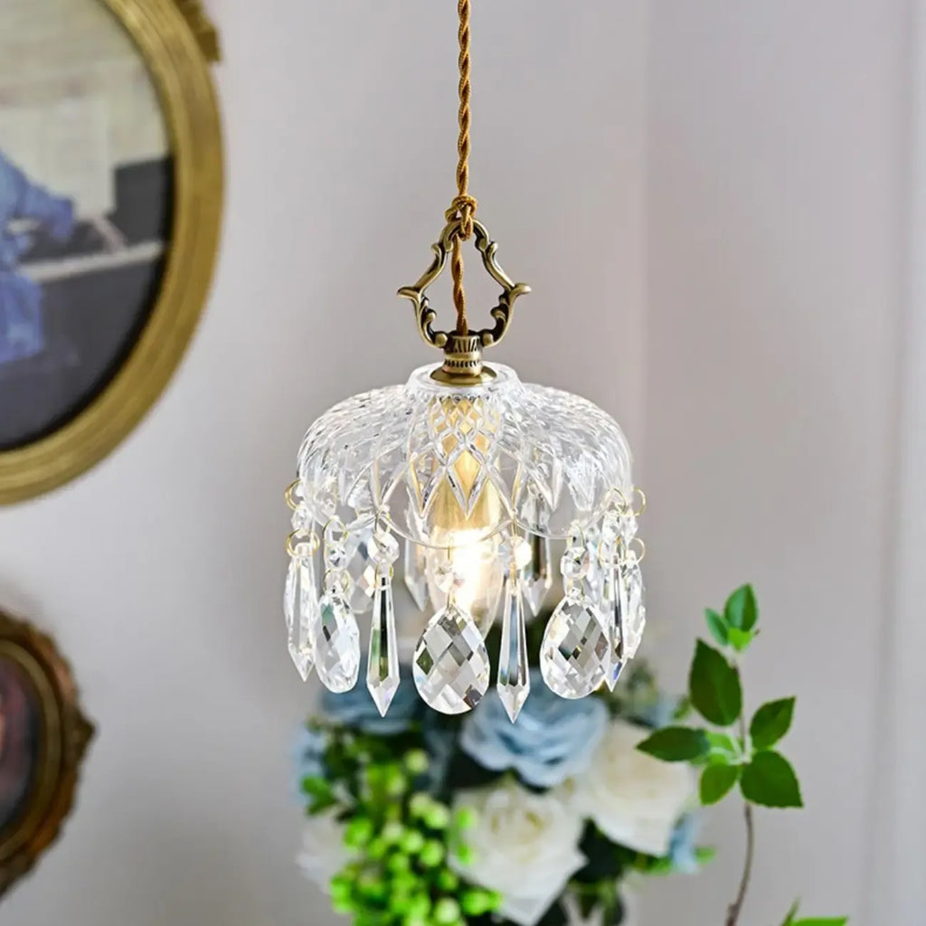 Elegant Clear Crystal Chandelier with Luxurious Accents for Living Room