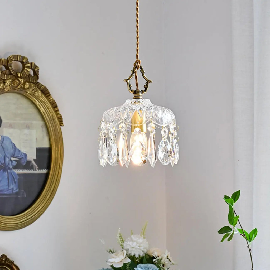 Elegant Clear Crystal Chandelier with Luxurious Accents for Living Room