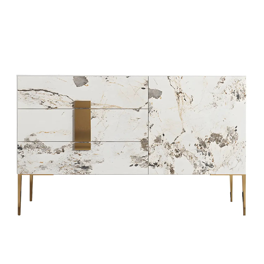Artistic White Stone Top Buffet Table with Drawers