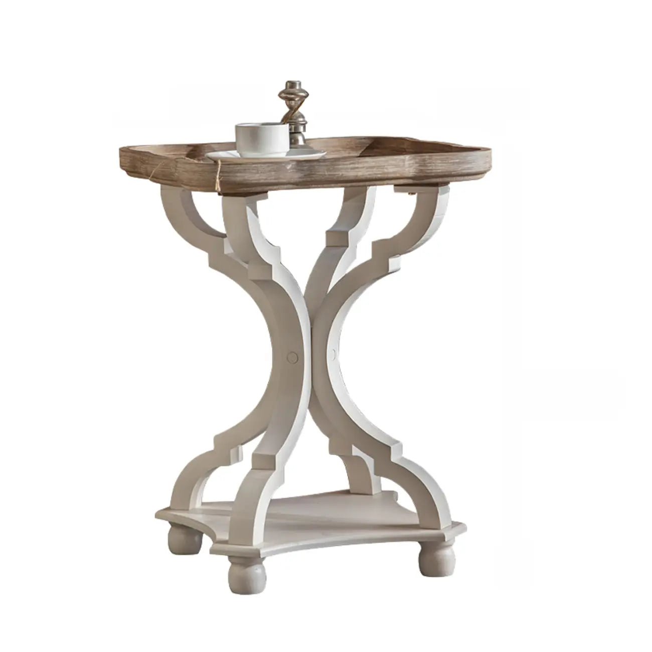 Rustic Wood Accent Side Table with Tray Top for Living Room