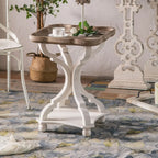 Rustic Wood Accent Side Table with Tray Top for Living Room